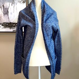 GAP Oversized Navy Marbled Long Cardigan Pocket Sweater XS